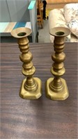 Pair of Candle Sticks brass plated?  9 1/2 inches