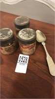 3 Ralph scotch snuff containers and spoon