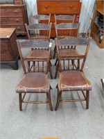 Set of 6 decorated plank bottom chairs