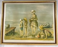 Lalande Signed Litho "On the Beach"