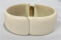 Ivory Look Bracelet/Bangle with Silver Hinge