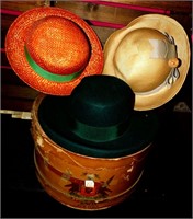 Vintage Knox NY Hat Box w/3 Hats