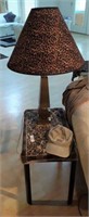 Small Table and Leopard Print Lamp