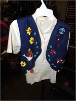 1970 Camp Fire Girls Hand Made Beaded Vest & Shirt