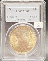 1924 Peace Silver Dollar MS 63 PCGS Graded