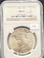 1923 Peace Silver Dollar MS 63 NGC Graded
