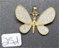 14kt Gold Diamond Butterfly Pendant