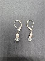 Sterling Silver Crystal Dangling Earrings