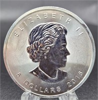 2016 Fine Silver Elizabeth II 5 dollar Canada 1oz