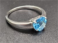 925 Genuine Topaz Blue Sky Heart Sz 10 ring