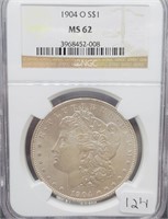 1904 O Morgan Silver Dollar  NGC MS 62