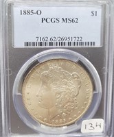 1885 O Morgan Silver Dollar PCGS MS 62