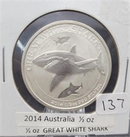 2014 Australia 1/2oz Great White Shark