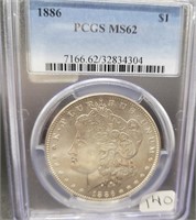1886 Morgan Silver Dollar PCGS MS 62