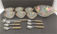 Decorative lead crystal bowls, spoons