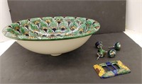 Hand-painted oval Mexican sink, knobs, outlet