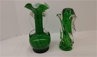 Green art vases