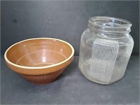 Antique Batter Bowl & Nabob Coffee Jar