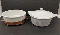 Stoneware bowl and Copper Shoppe bowl