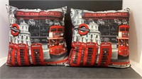 Two London style throw pillows