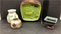 Pottery 2x & Vases ; Minnesota Decor Plate