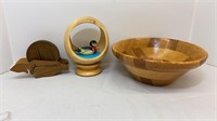 Wooden bowl, poplar carved duck, wooden Coasters
