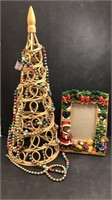 Wicker Christmas Tree & Christmas picture Frame