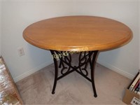 Cast Metal and Oak Table