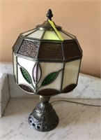 LEADED AND STAINED GLASS SMALL LAMP