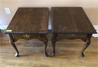 PAIR OF OAK QUEEN ANNE END TABLES