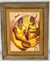 1972 Oil on Board Haitain Art Signed Savain