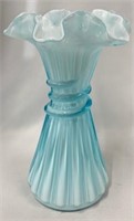 Fenton Blue Case Glass Blown Vase