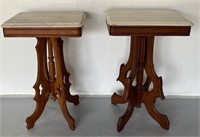 2 Antique Marble Top Walnut Tables