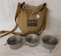 Palco camping cook set and 3 tin cups