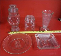 Glass canisters, soda glass & serving dishes