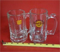 2 glass advertising mugs