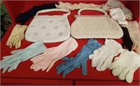 Vintage beaded purses and dress gloves