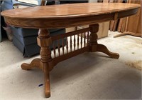 VINTAGE OAK DINING TABLE DOUBLE PEDESTAL