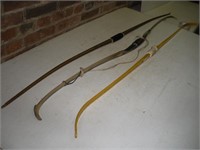 (3) Recurved Bows - Wood & Fiberglass  66 Inches