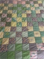 VINTAGE HAND STITCHED GREEN PATCH QUILT
