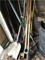 Post Hole Diggers, Shovels, Assorted Items