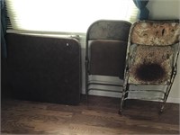 Folding Table And 2 Chairs, With Wear