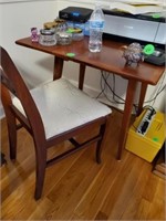 MAPLE CARD TABLE (USED AS DESK) AND CHAIR-