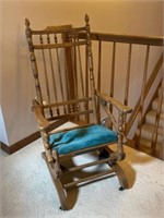 Antique Rocking Chair w/ Handmade Velvet Seat