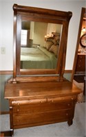Antique Wood Dresser with Mirror