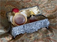 Vintage Repousse Casket Box, Cartier Perfume