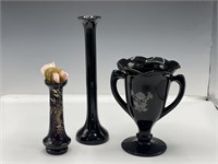 (3) Amethyst Glass Vases