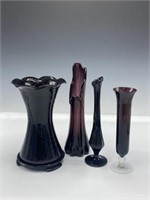 (4) Amethyst Glass Vases