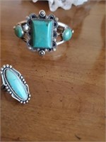 TURQUOISE RING AND BRACELET - MARKED 925