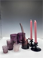 (8) Pcs, Purple/Amethyst Glass